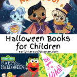 Selection of three Halloween picture book covers and text that reads “Halloween Books for Children”