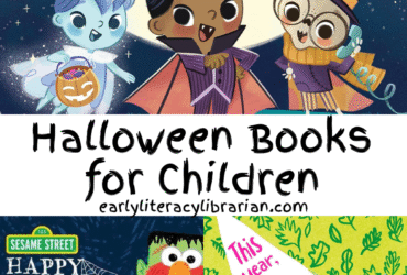 Selection of three Halloween picture book covers and text that reads “Halloween Books for Children”