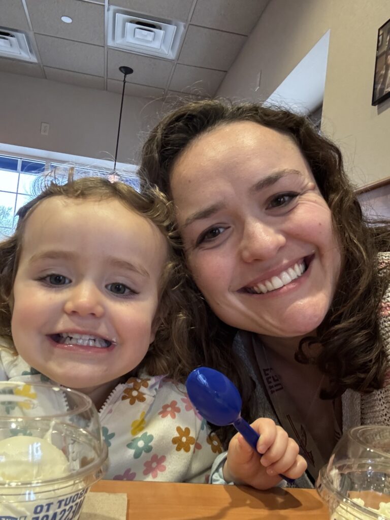 Early literacy librarian, Kirsten and her daughter.