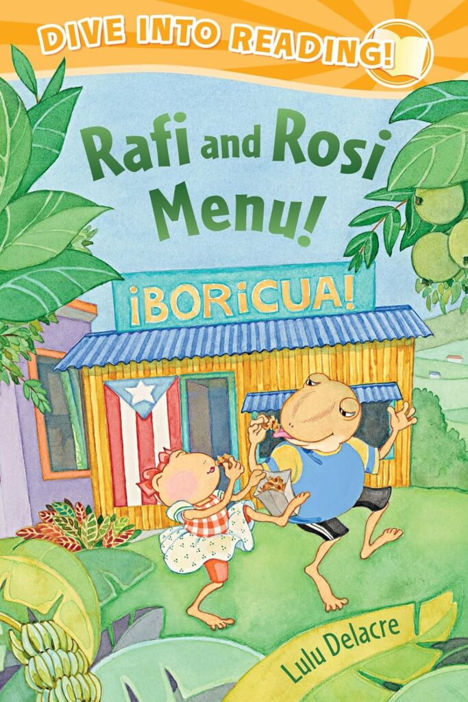 Cover image of Raif and Rosi Menu! Featuring two frogs eating a snack happily.