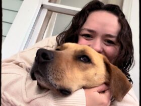 Early literacy librarian, Kirsten and her dog, Andy.