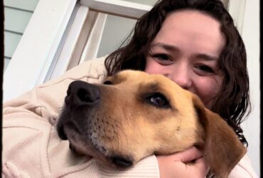 Early literacy librarian, Kirsten and her dog, Andy.