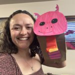Me with my pink dragon puppet.